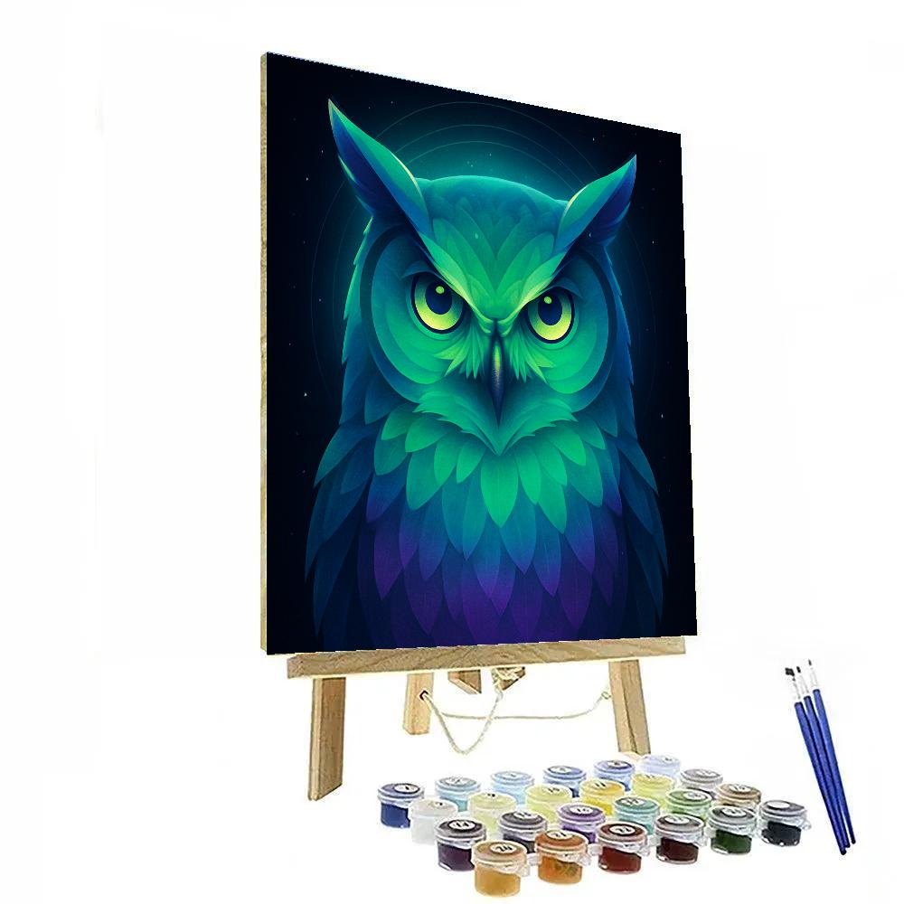 Aurora Crowned Owl Numbered painting kits