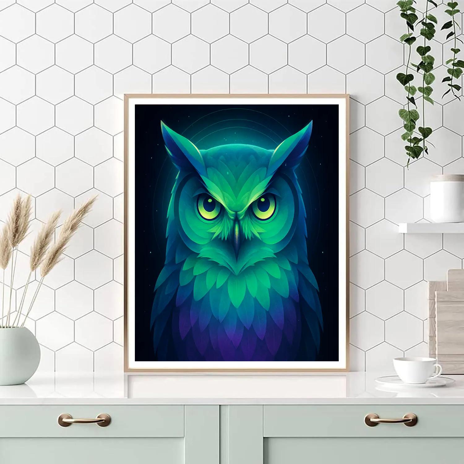 Aurora Crowned Owl Numbered painting kits