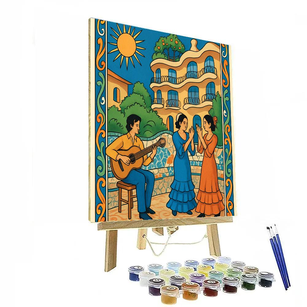 Gaudi Inspired Courtyard In Spain Painting by numbers kit