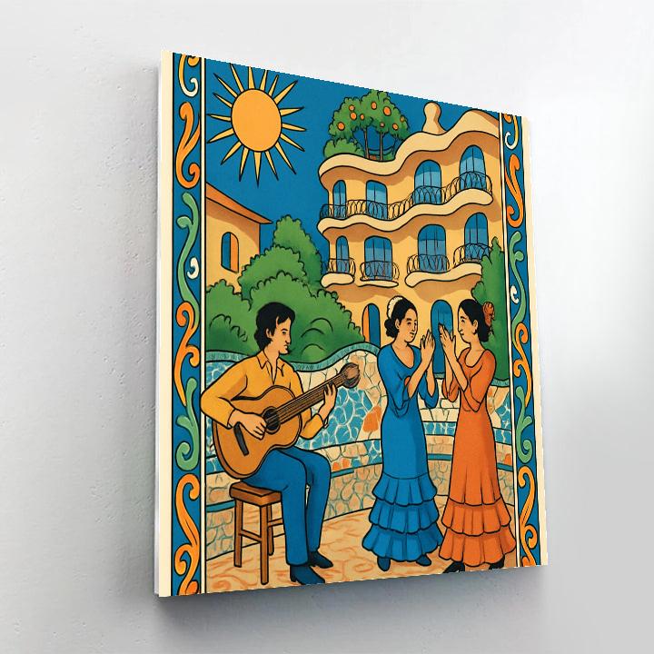 Gaudi Inspired Courtyard In Spain Painting by numbers kit