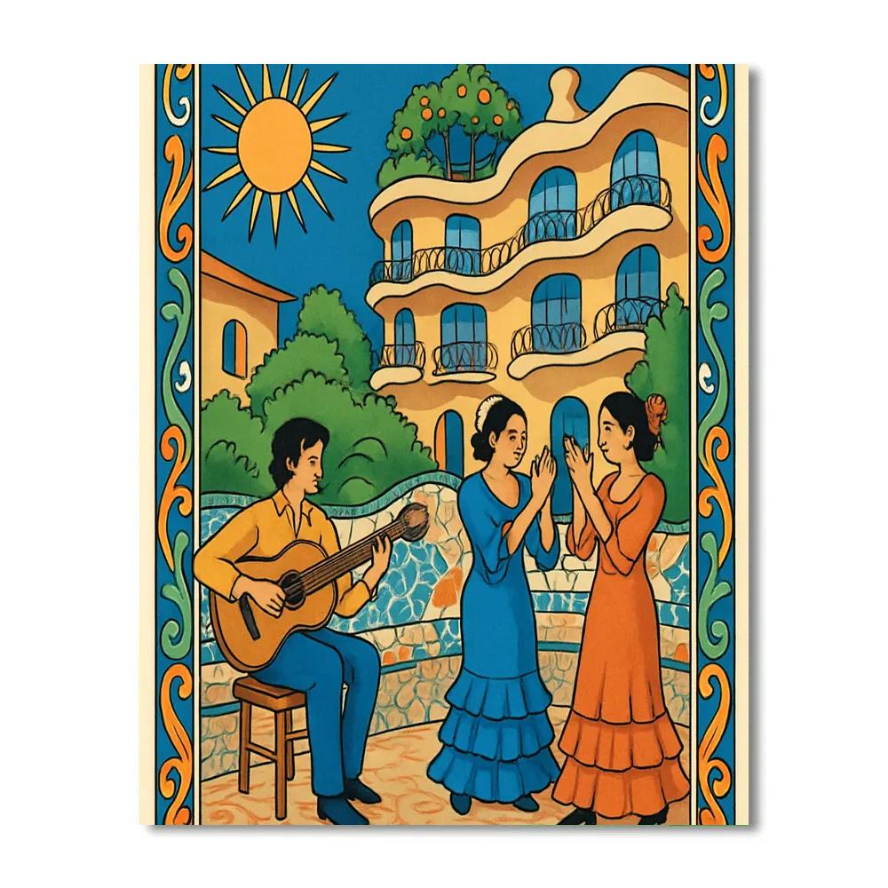 Gaudi Inspired Courtyard In Spain Painting by numbers kit