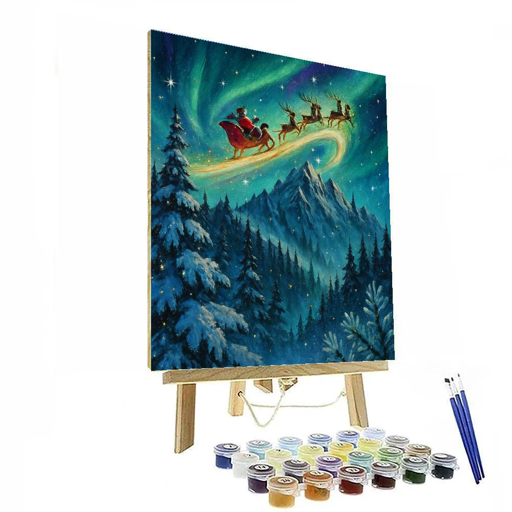 Aurora Sleigh Over Pine Ridge Painting by numbers kit