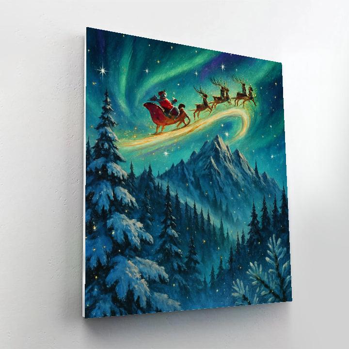Aurora Sleigh Over Pine Ridge Painting by numbers kit