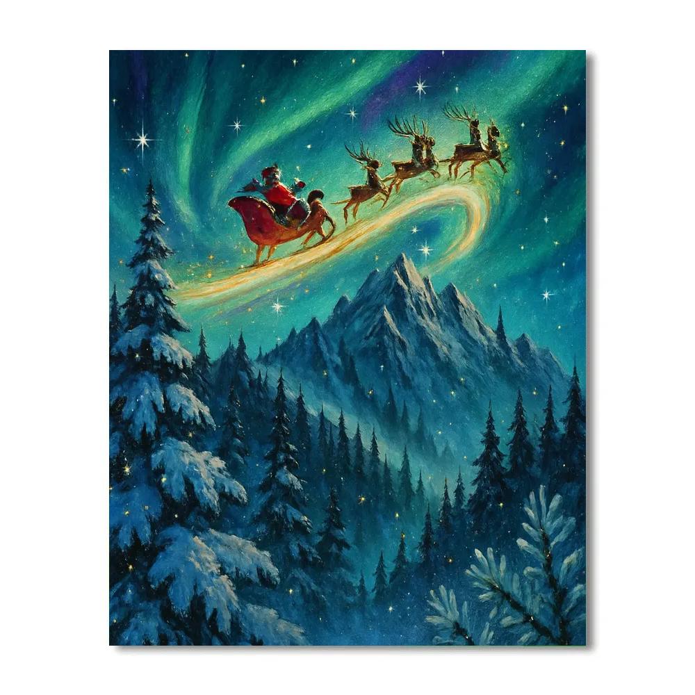 Aurora Sleigh Over Pine Ridge Painting by numbers kit