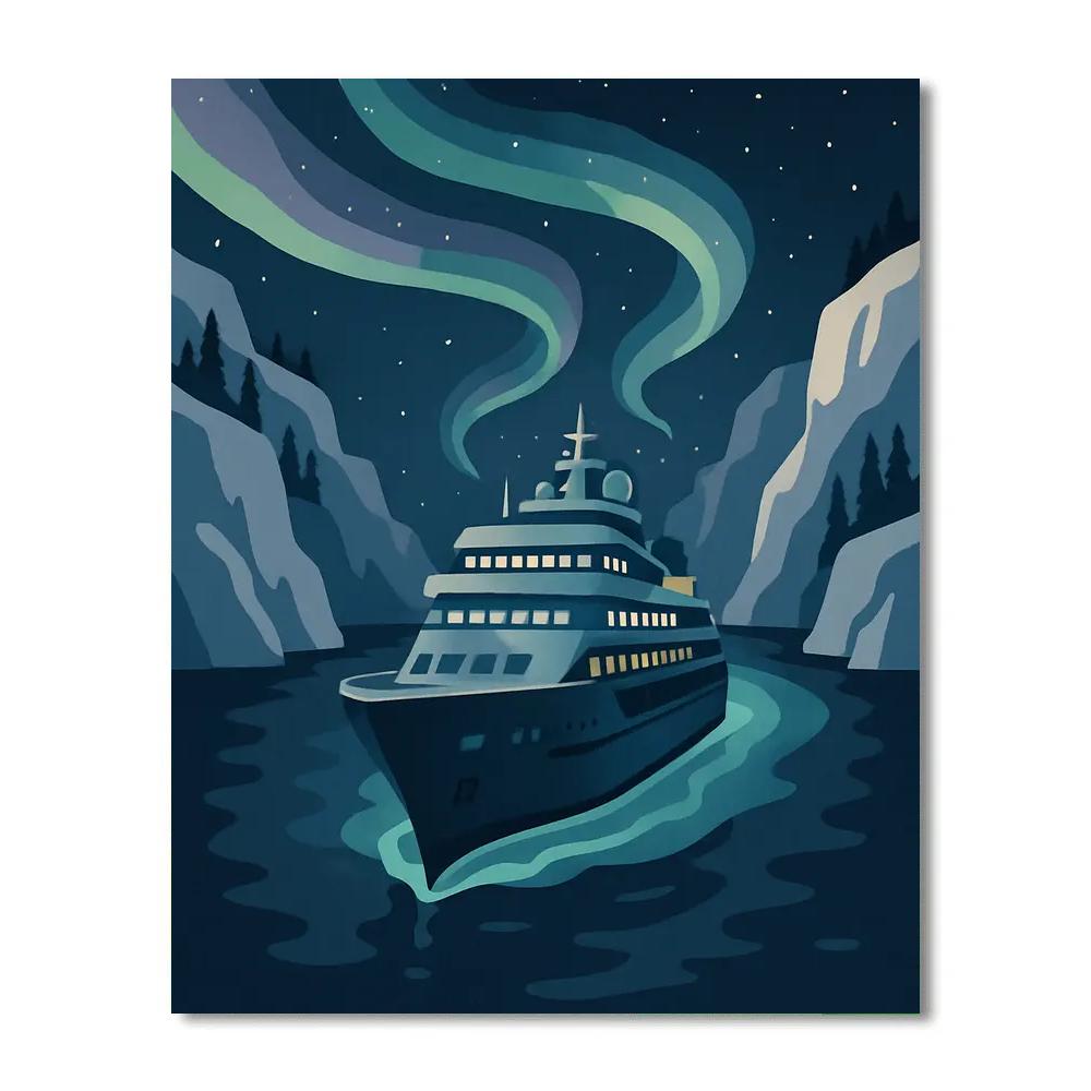 Aurora Fjord Ship Odyssey Painting by numbers kit
