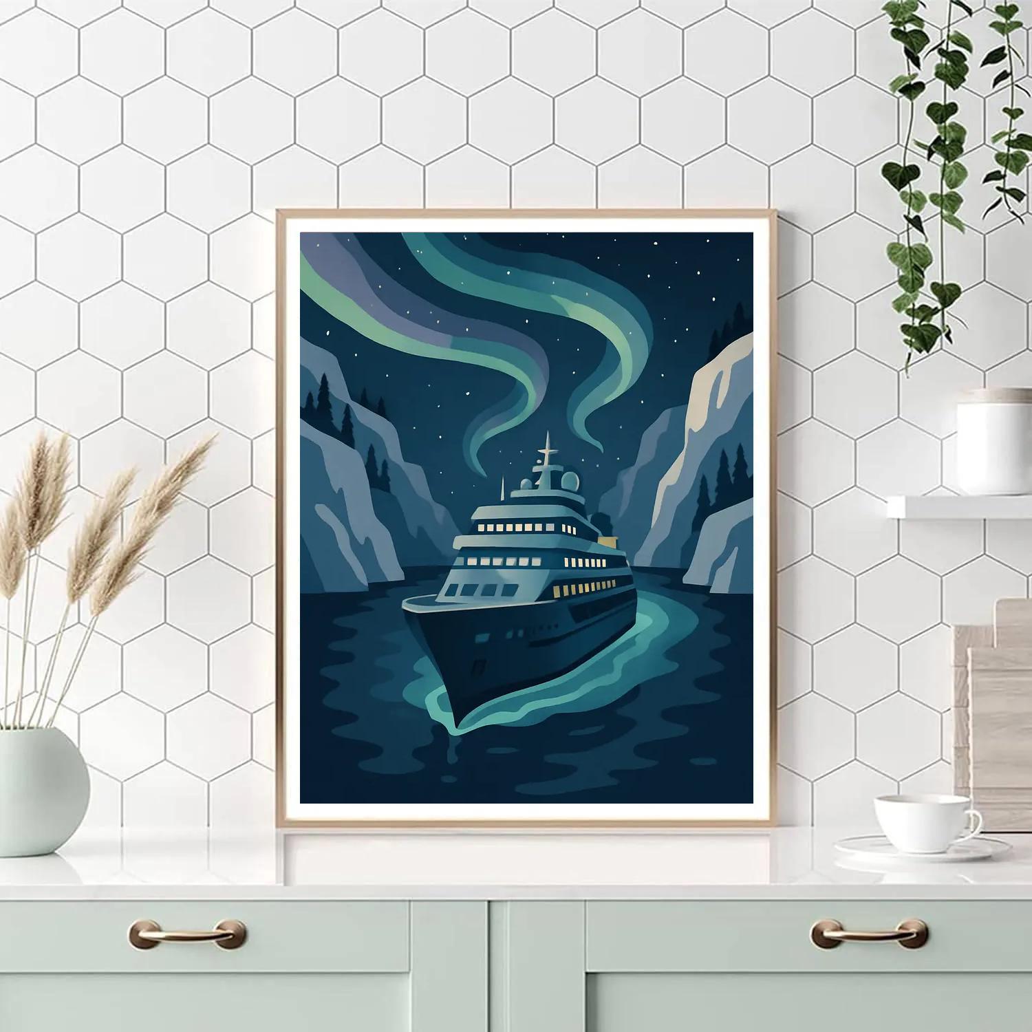 Aurora Fjord Ship Odyssey Painting by numbers kit