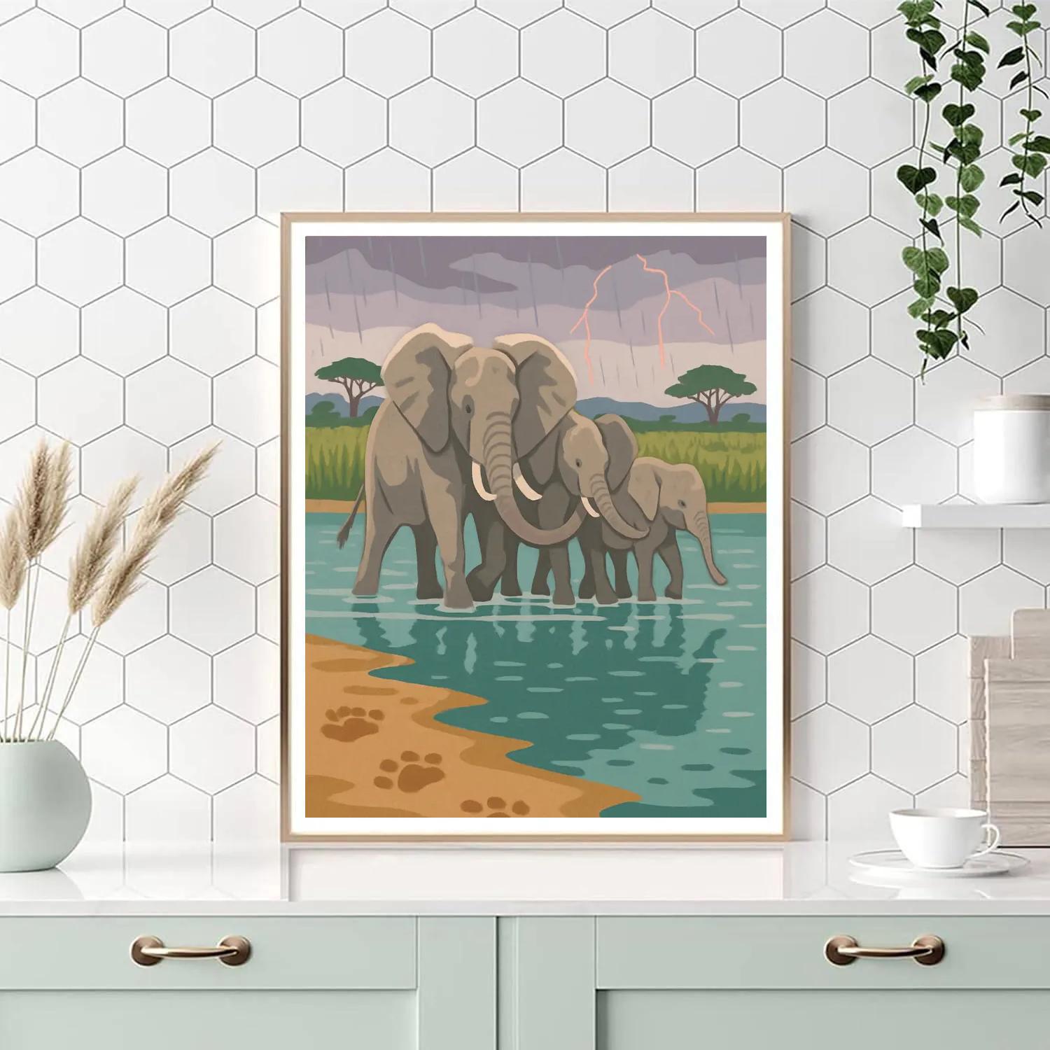 Monsoon Mirror Elephant Parade painting number kit