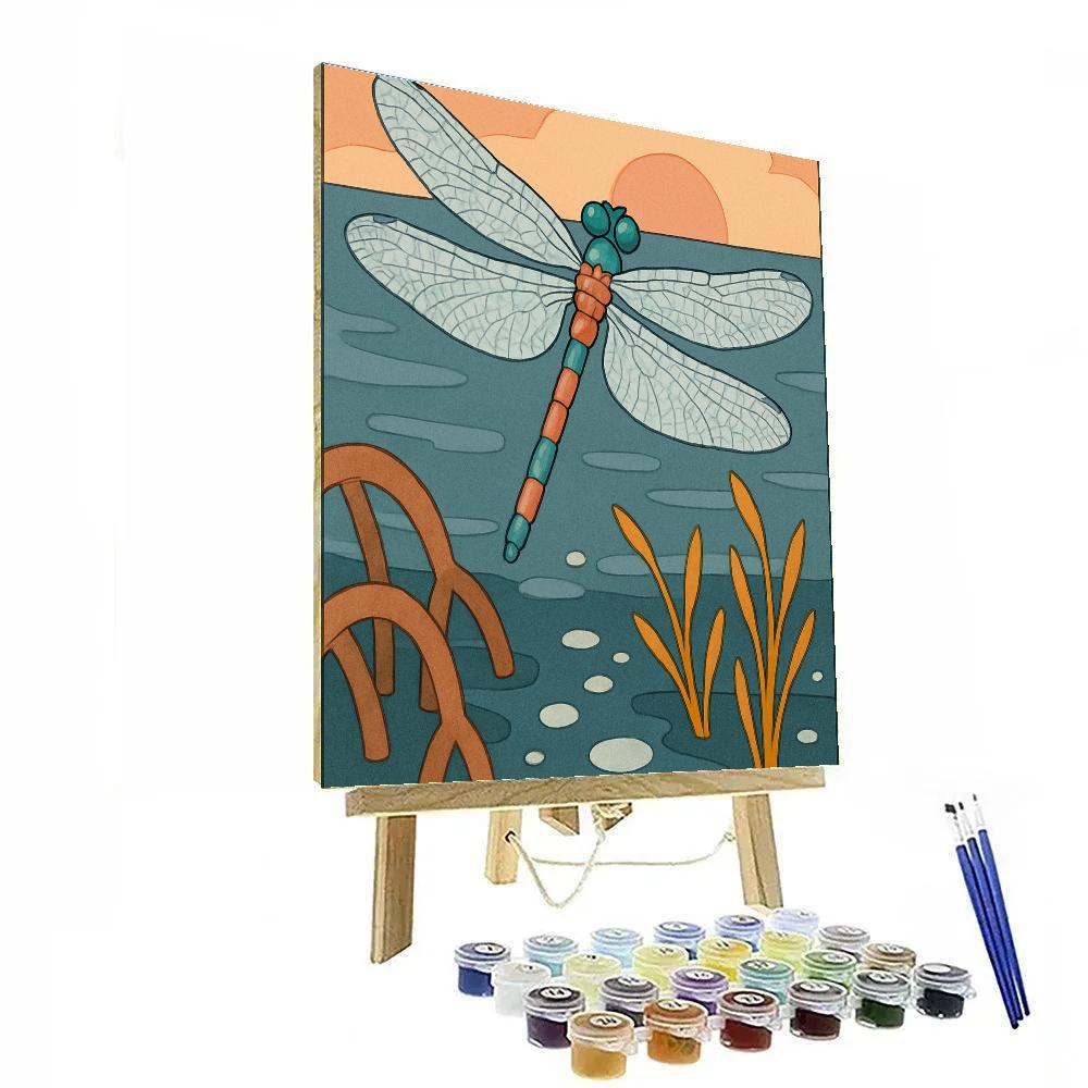 Dragonfly Over The Tidepool Marsh Paint by numbers art