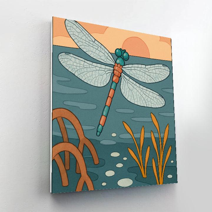 Dragonfly Over The Tidepool Marsh Paint by numbers art
