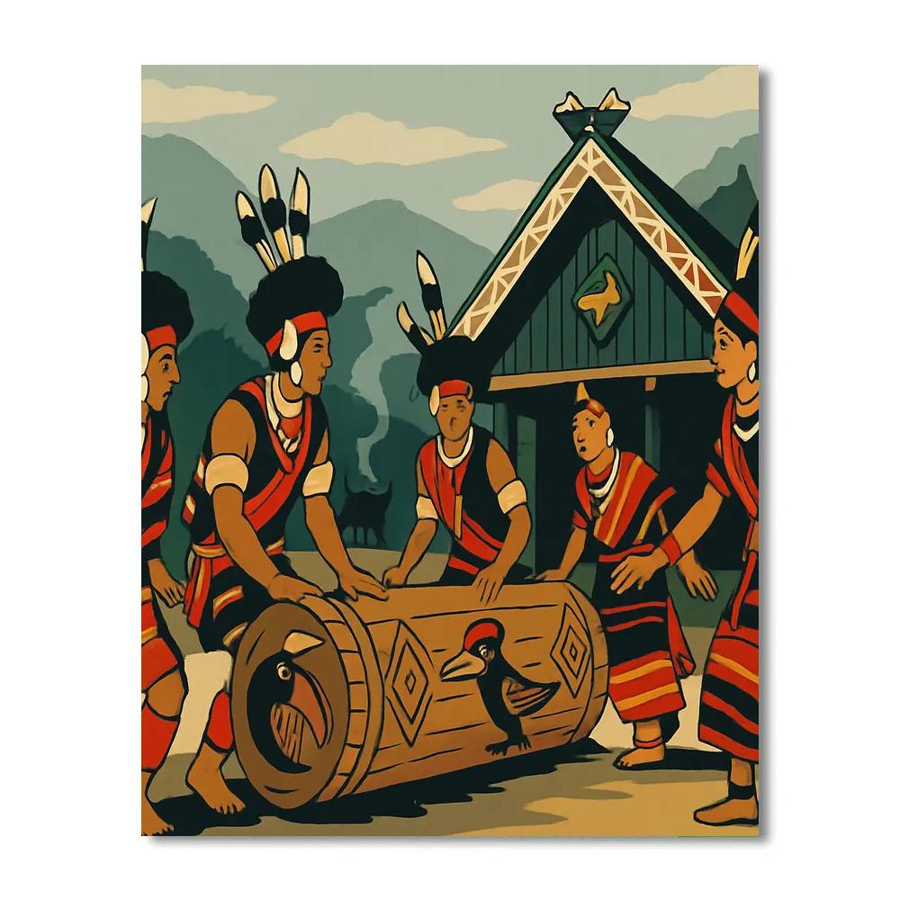 Hornbill Dancers Of India At The Hilltop Morung Paint by numbers kits