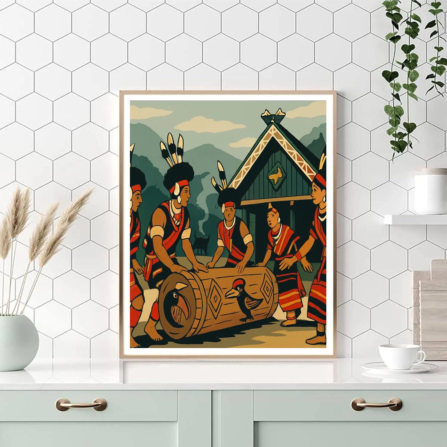 Hornbill Dancers Of India At The Hilltop Morung Paint by numbers kits