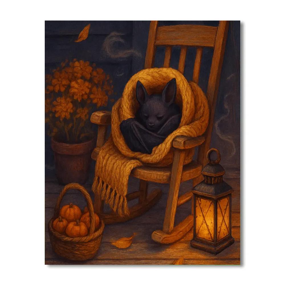 Autumn Porch With A Sleeping Bat Familiar Paint by numbers art