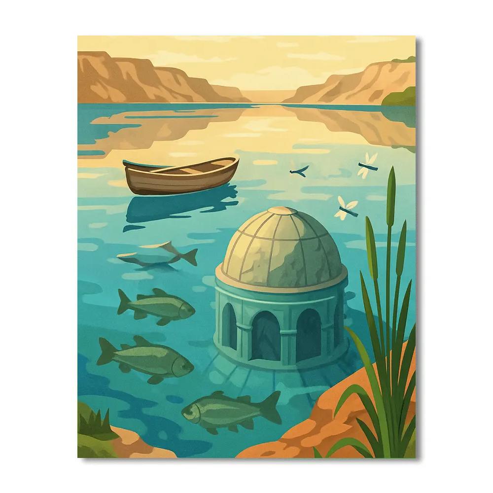 Sunken Observatory Lake Scene Painting by numbers kit