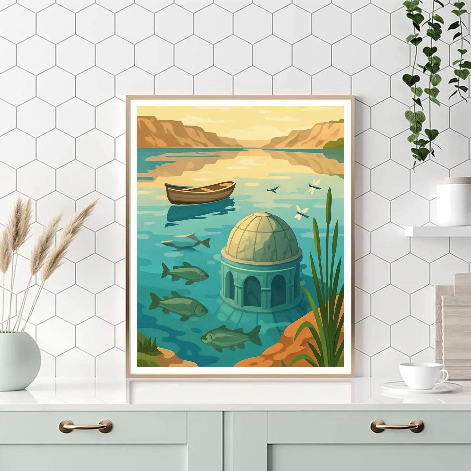 Sunken Observatory Lake Scene Painting by numbers kit