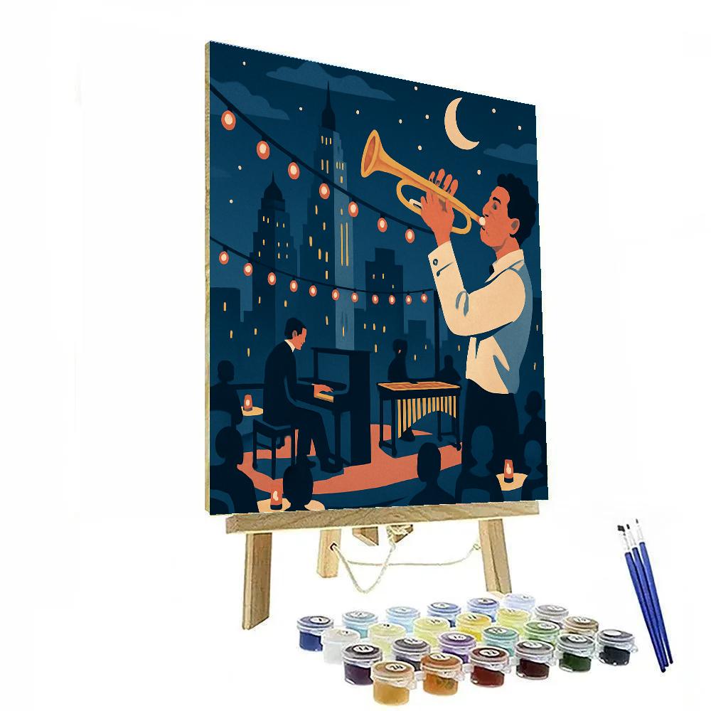 Skyline Improvisation In Jazz Club Rooftop Paint by numbers kits