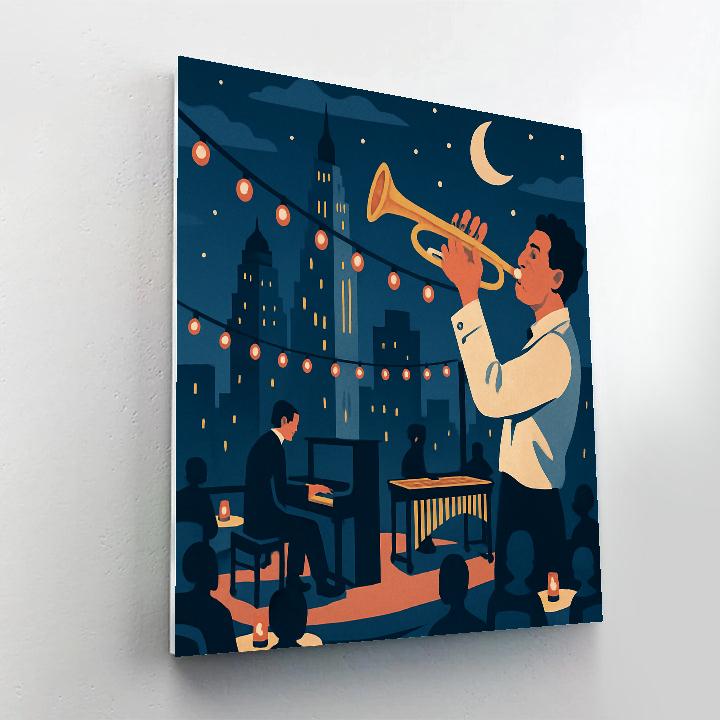 Skyline Improvisation In Jazz Club Rooftop Paint by numbers kits