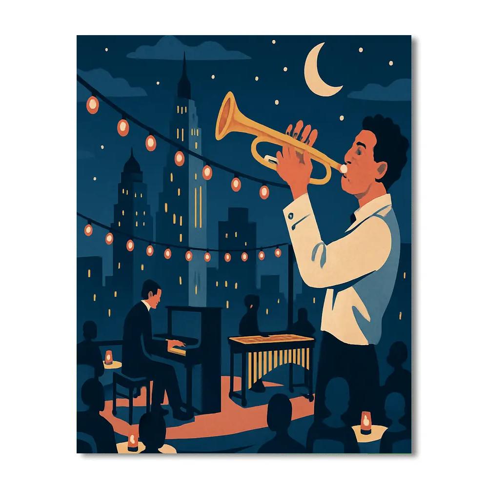 Skyline Improvisation In Jazz Club Rooftop Paint by numbers kits