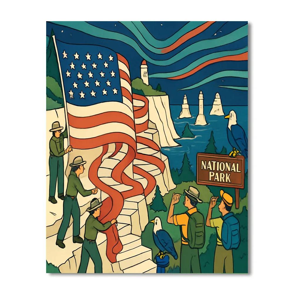 Cliffside Observatory In National Colors paint by color