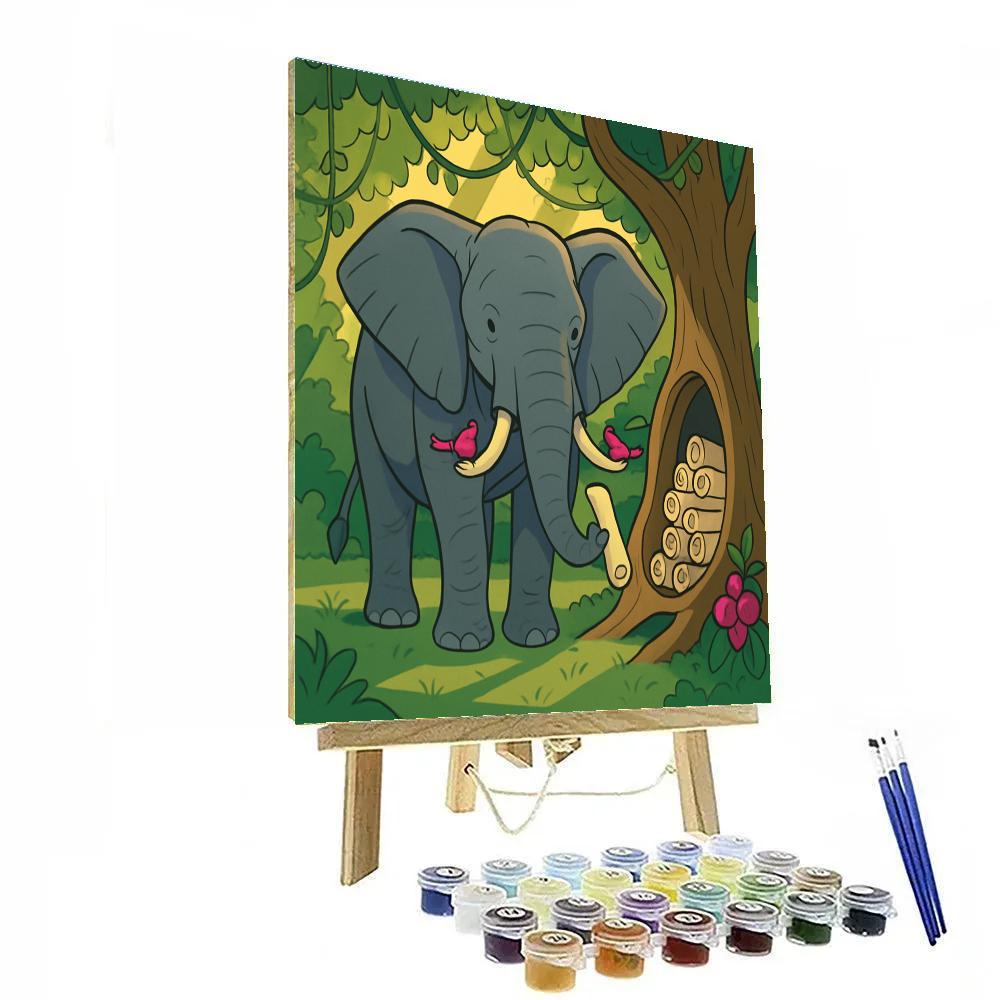 Canopy Library With Elephant Sentinel Painting by numbers kit