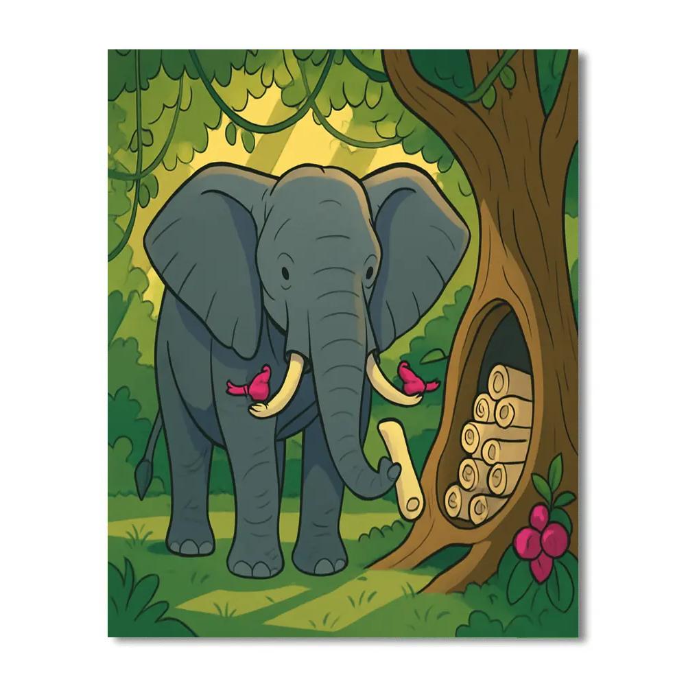 Canopy Library With Elephant Sentinel Painting by numbers kit
