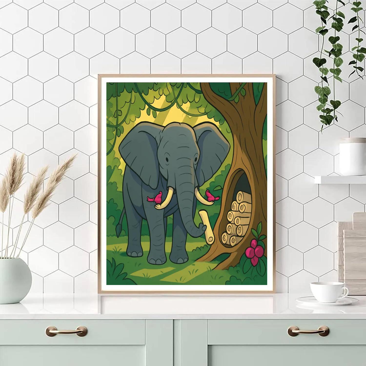 Canopy Library With Elephant Sentinel Painting by numbers kit