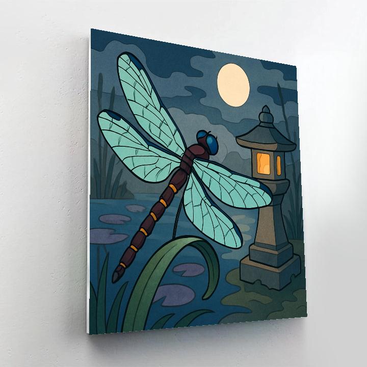 Lanternlit Garden With A Dragonfly Sentinel Numbered painting kits