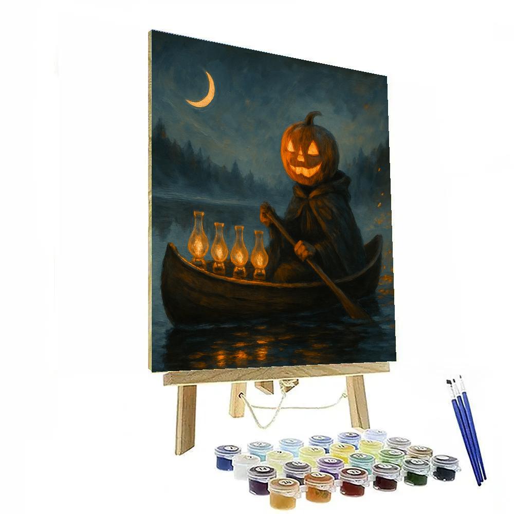 Candle Canoe On The Foggy Pumpkin Lake Paint by numbers kits