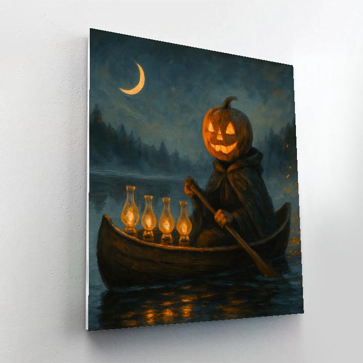 Candle Canoe On The Foggy Pumpkin Lake Paint by numbers kits