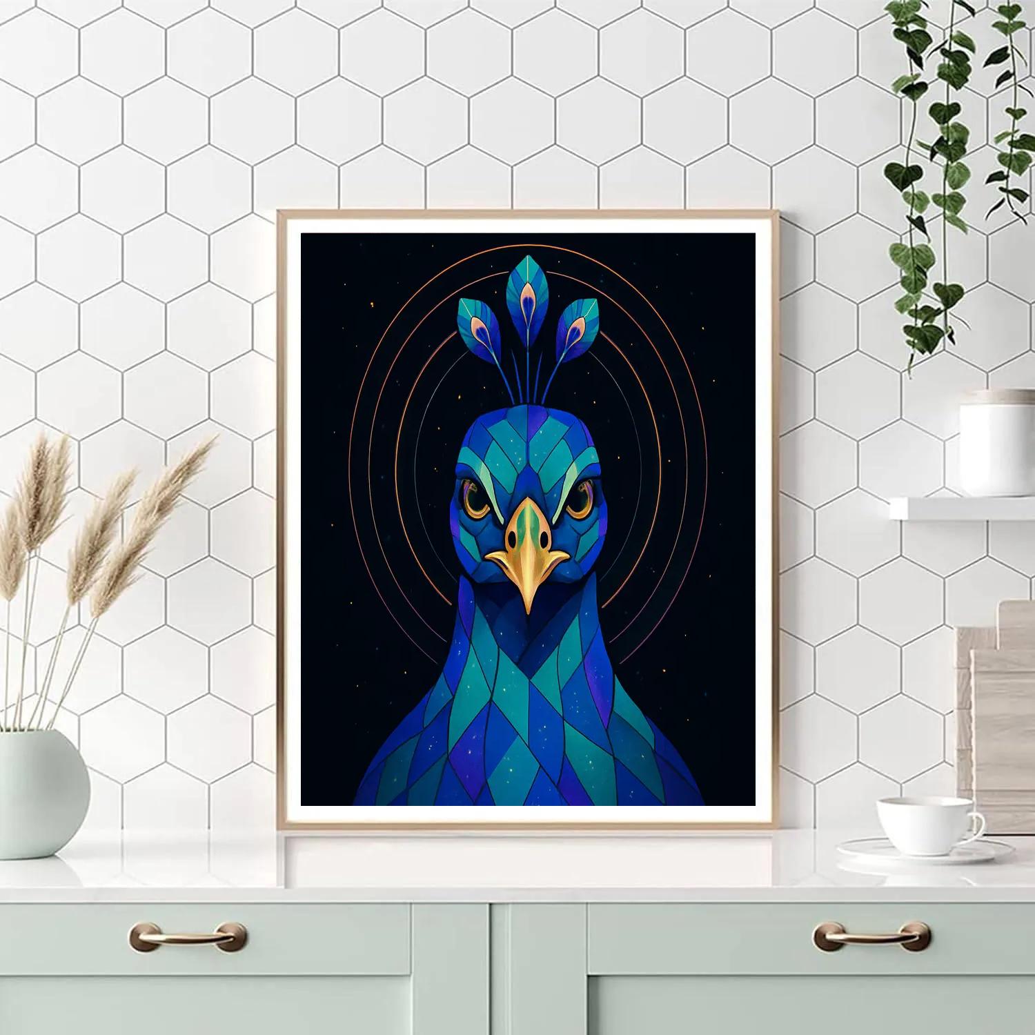 Celestial Mosaic Peacock Number painting