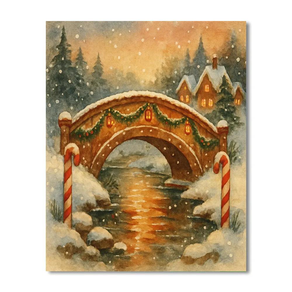 Gingerbread Bridge Over Whispering Creek paint by numbers