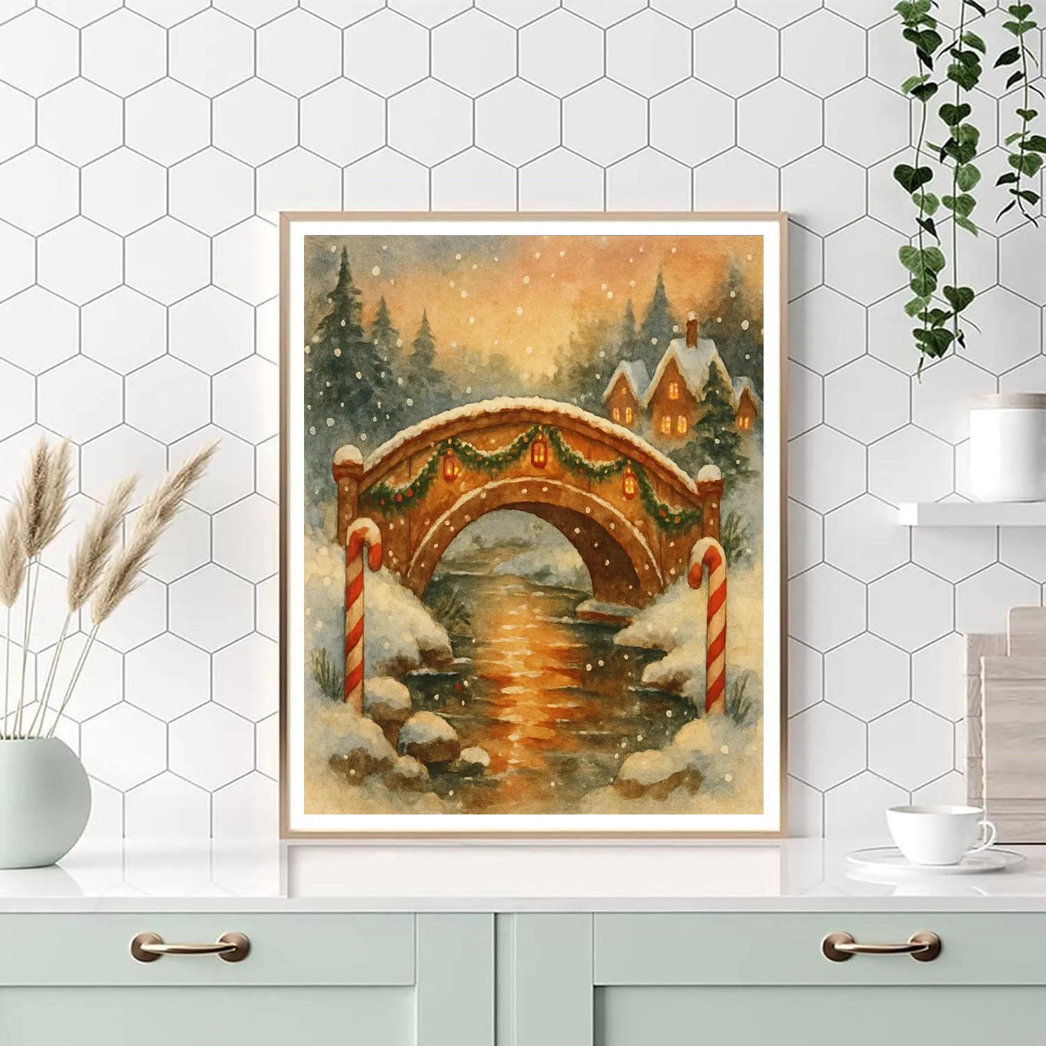 Gingerbread Bridge Over Whispering Creek paint by numbers