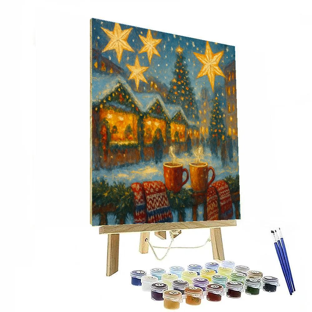 Winter Market Under Paper Star Lanterns paint by number