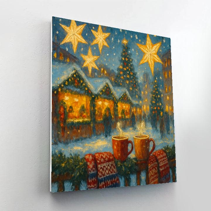 Winter Market Under Paper Star Lanterns paint by number