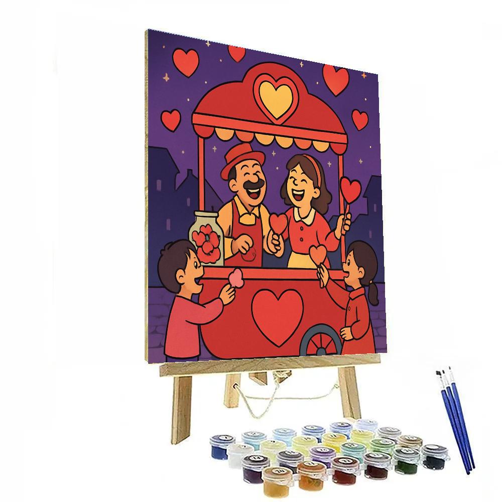 Valentines Day Starlit Candy Cart Serenade paint by color