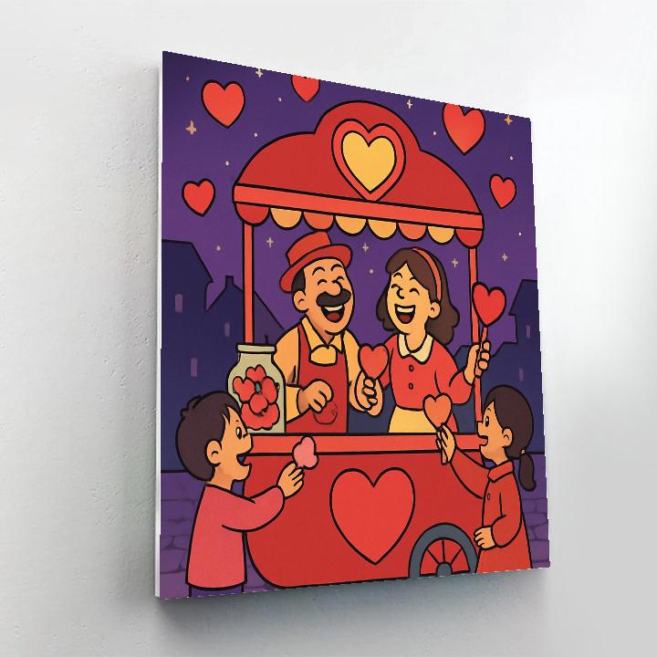Valentines Day Starlit Candy Cart Serenade paint by color