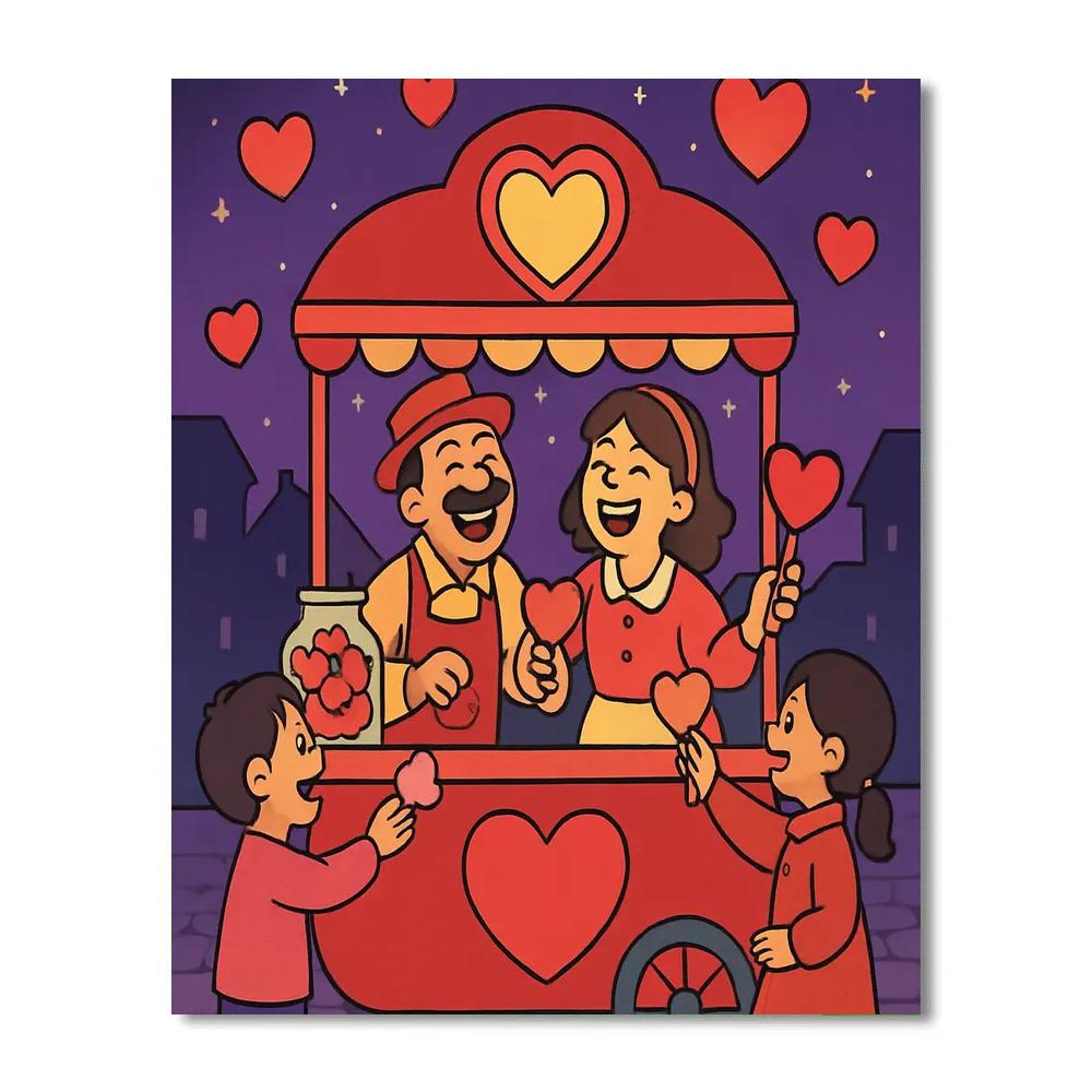 Valentines Day Starlit Candy Cart Serenade paint by color