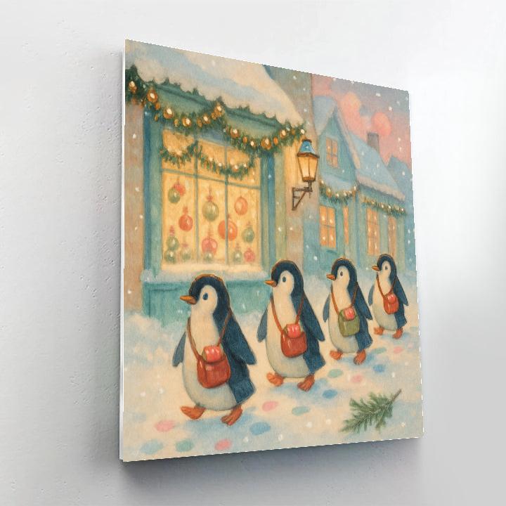 Penguin Post Parade On Icy Main Street painting number kit