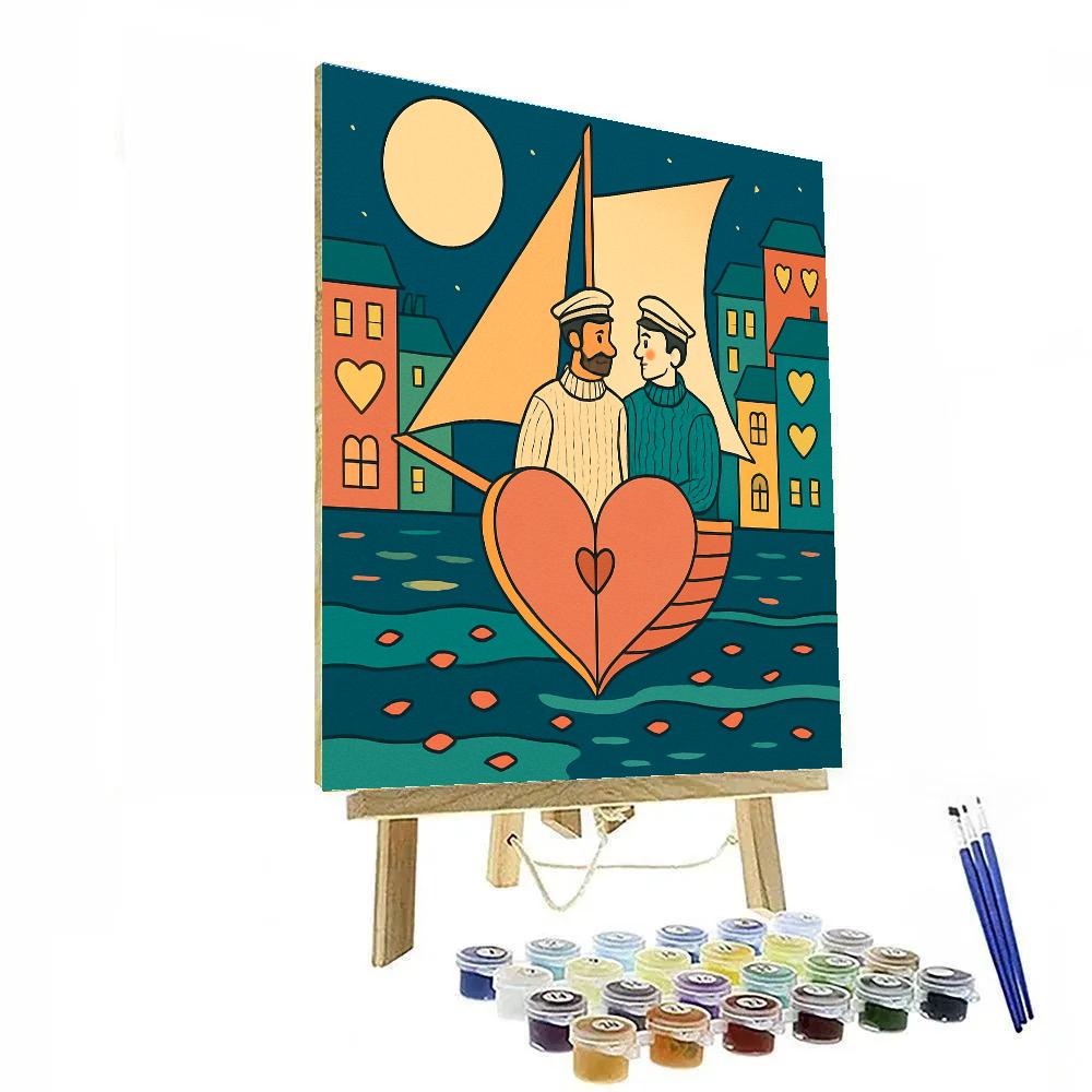 Moonlit Harbor Lovers Valentines Day Voyage DIY paint by numbers