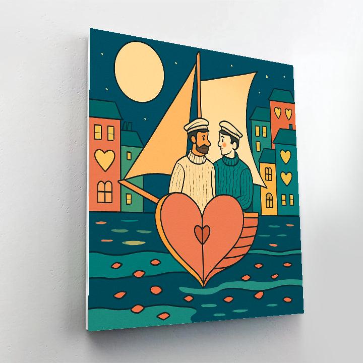 Moonlit Harbor Lovers Valentines Day Voyage DIY paint by numbers