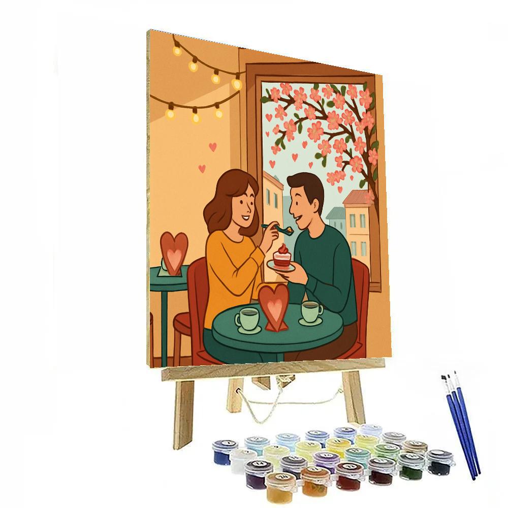 Blossom Cafe Window On Valentines Day Paint by numbers kits
