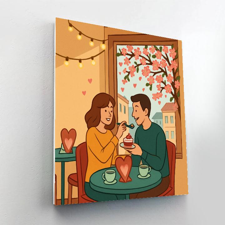Blossom Cafe Window On Valentines Day Paint by numbers kits