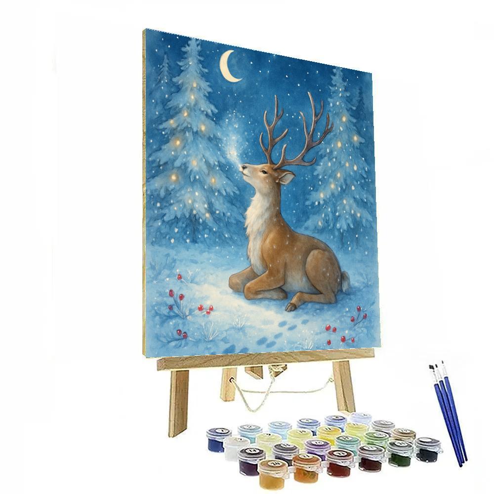 Reindeer Rest At The Crystal Pine Clearing paint by number