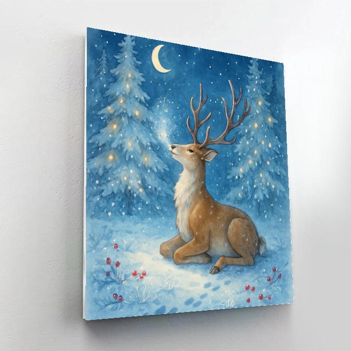 Reindeer Rest At The Crystal Pine Clearing paint by number
