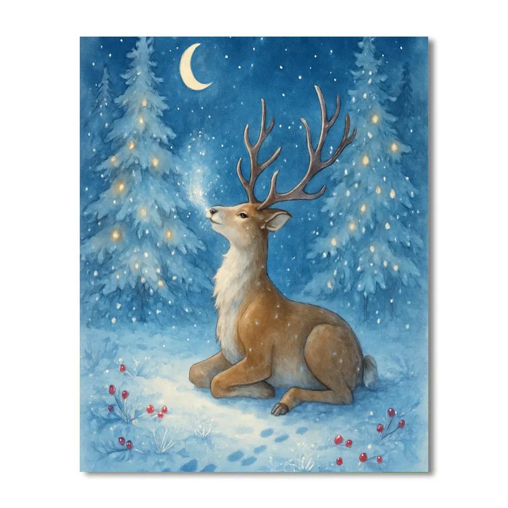 Reindeer Rest At The Crystal Pine Clearing paint by number
