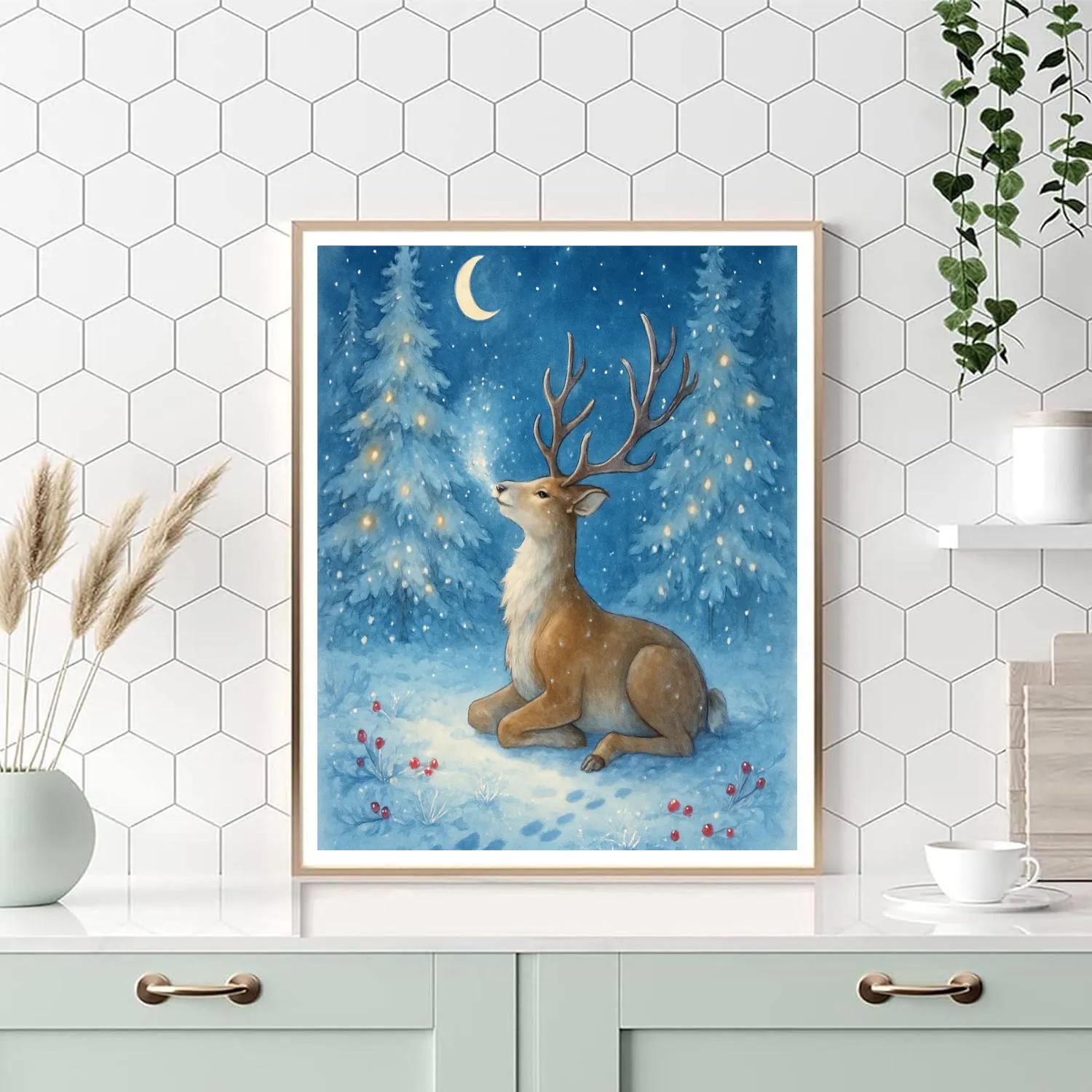 Reindeer Rest At The Crystal Pine Clearing paint by number