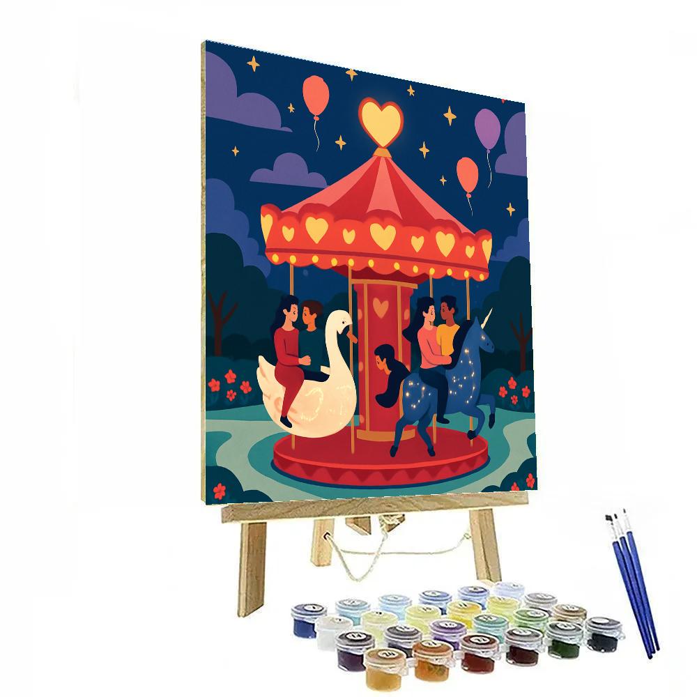 Carousel Of Starlight Hearts Valentines Day paint by numbers