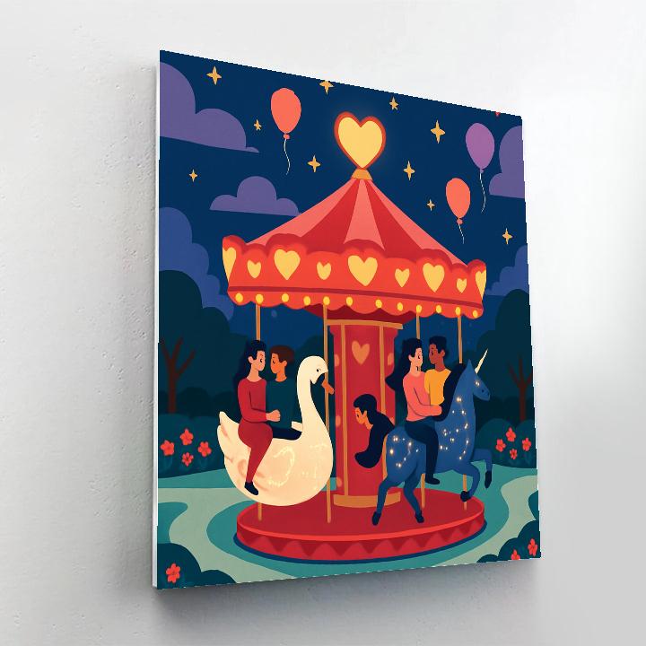 Carousel Of Starlight Hearts Valentines Day paint by numbers