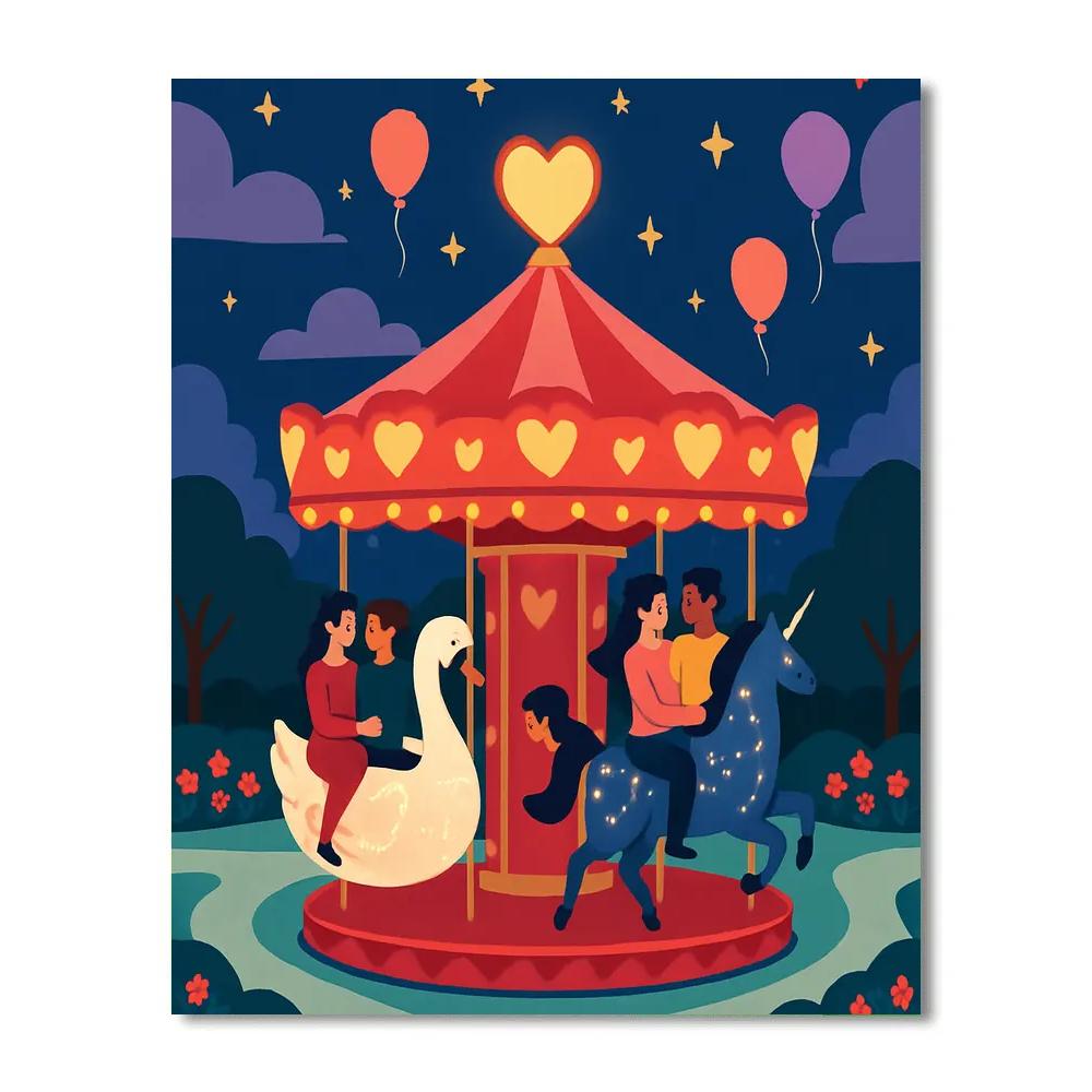 Carousel Of Starlight Hearts Valentines Day paint by numbers