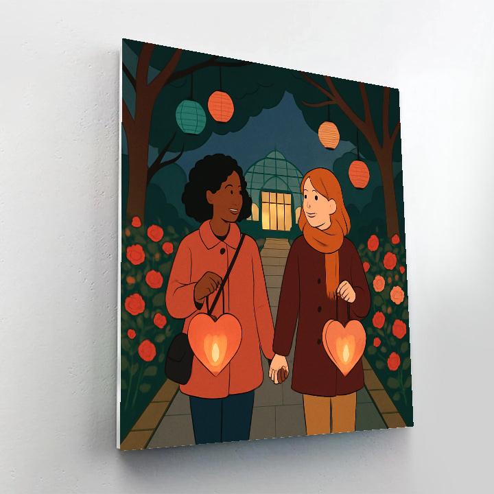 Garden Lantern Walk Valentines Day Edition Number painting
