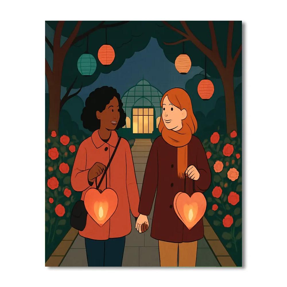 Garden Lantern Walk Valentines Day Edition Number painting